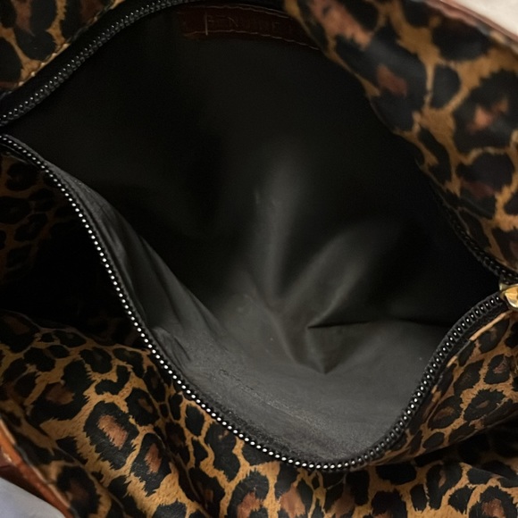 Plinio Visona Vintage Brown & Tan Embossed Leather Italian Laptop Case Purse - Picture 5 of 8